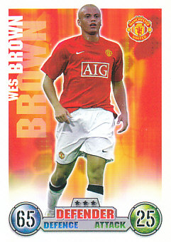 Wes Brown Manchester United 2007/08 Topps Match Attax #183